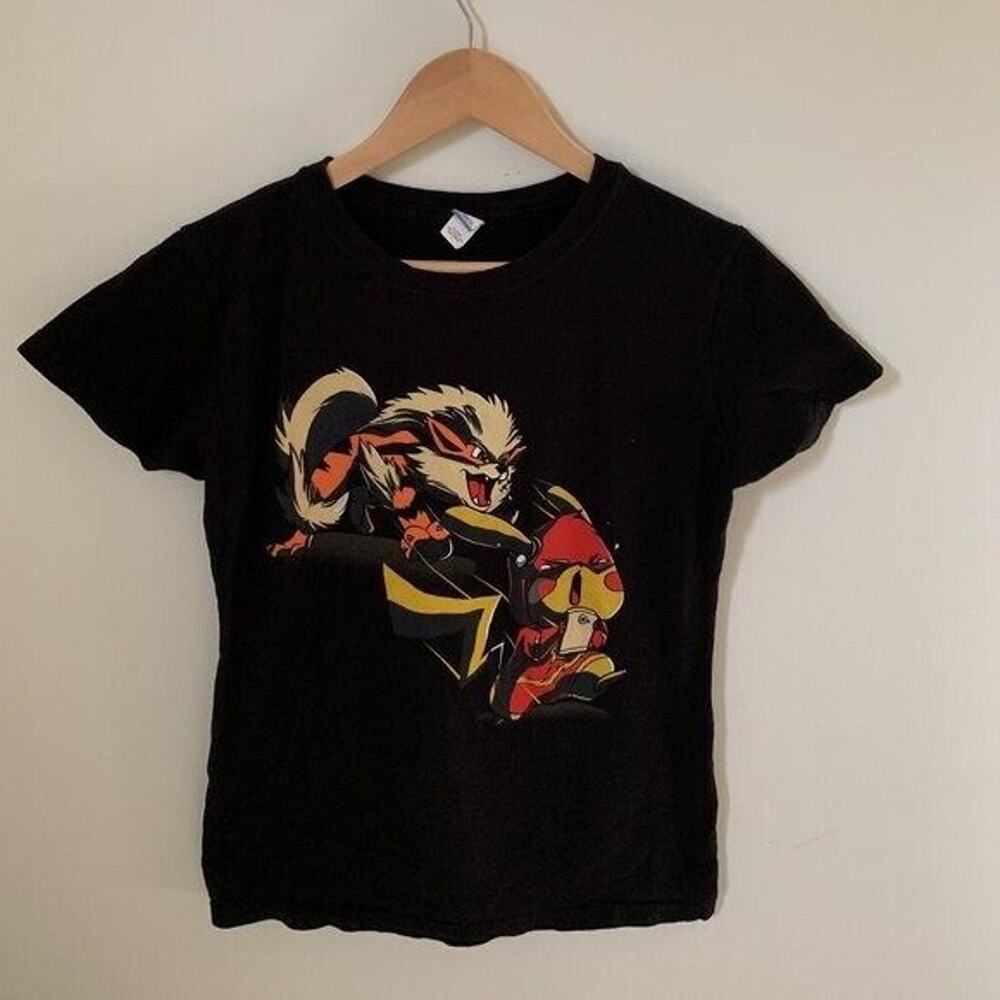 Pokemon Junior Large Short Sleeve T Shirt Pikachu Arcanine Flash Phone Chase Tee
